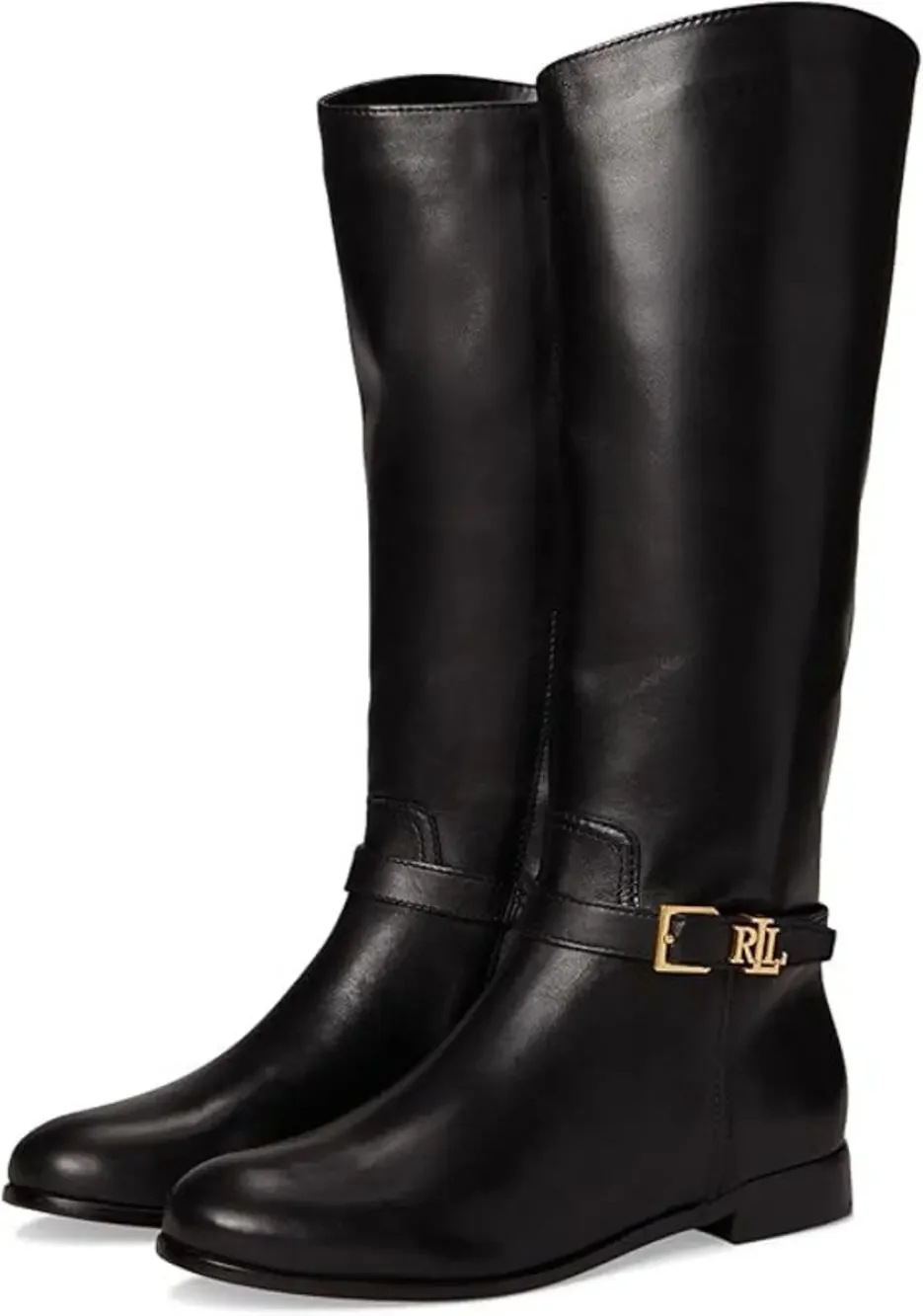 NEW Lauren Ralph Lauren Brooke Riding Leather Knee High Boots Black Size 6M